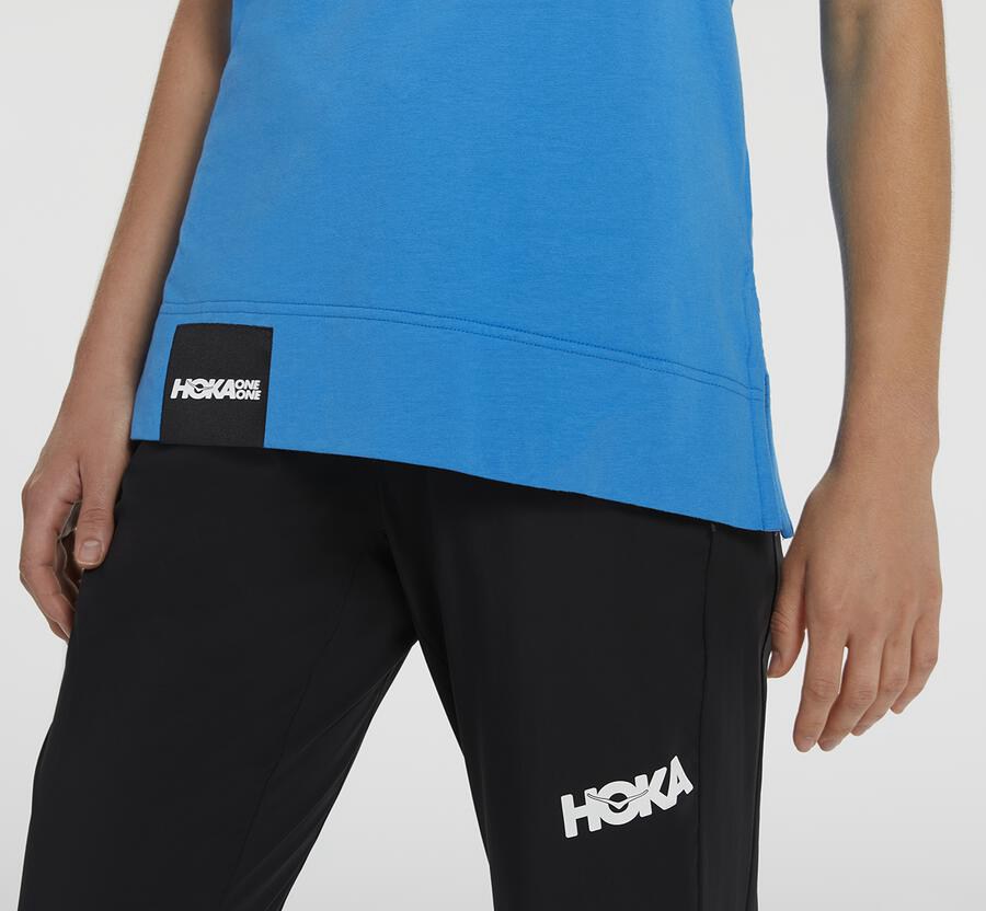 Hoka One One Womens Tee - Brand - Blue - GAYP18290